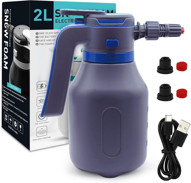 YDFL Electric Foam Sprayer 2L,75PSI Electric Pressurized Foam Sprayer for Car Washing,Rechargeable Pump Sprayer with 2 Modes,Suitable for Car Cleaning Detailing Home Garden - Image 1